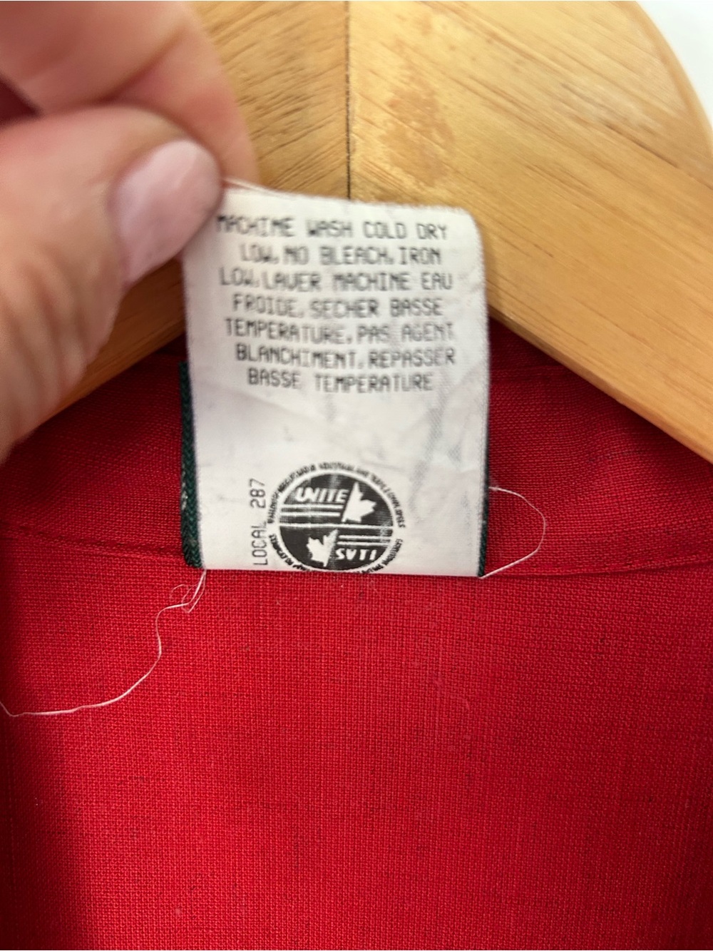 Vintage Country Classics by Koret XL Long Red Button-Front Shirt Dress Waist Tie - Picture 5 of 7